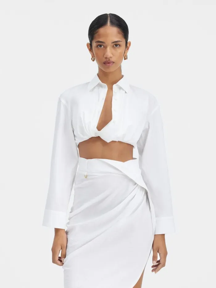 The Bahia Cropped Shirt White Women JACQUEMUS Tops and Shirts