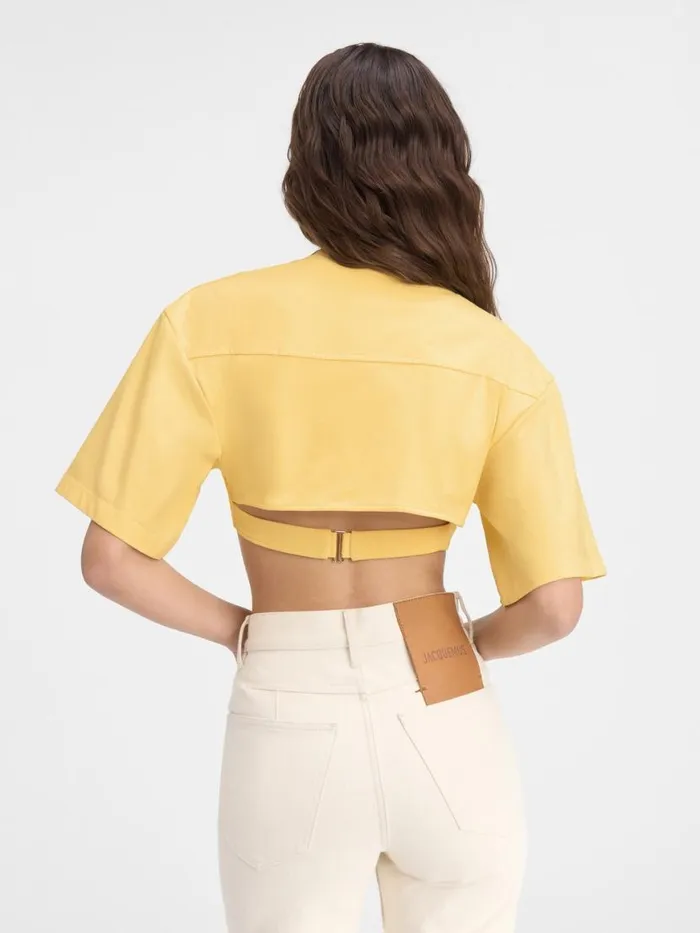 The Bahia Cropped Tshirt Light Yellow Women JACQUEMUS Tops and Shirts