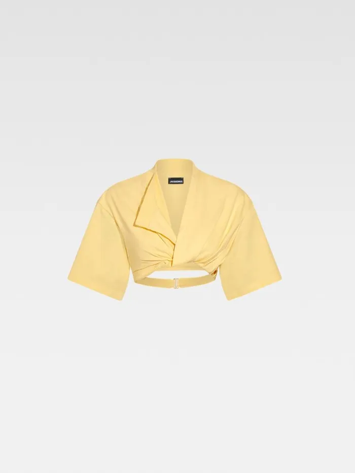The Bahia Cropped Tshirt Light Yellow Women JACQUEMUS Tops and Shirts