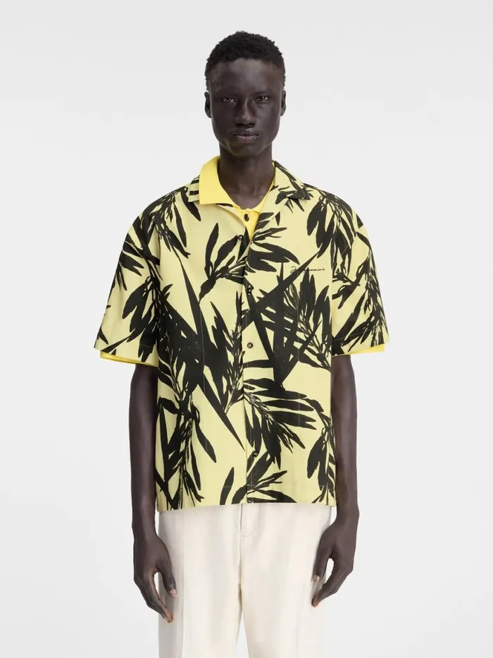 The Jean Shirt Print Foliage Black Yellow Men JACQUEMUS Shirts The Jean Shirt Print Foliage Black Yellow Men JACQUEMUS Shirts