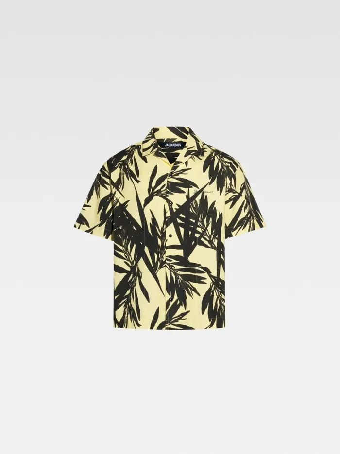 The Jean Shirt Print Foliage Black Yellow Men JACQUEMUS Shirts The Jean Shirt Print Foliage Black Yellow Men JACQUEMUS Shirts