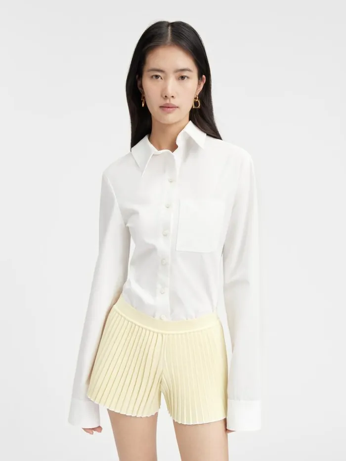 The Pleated Knit Shorts Light Yellow Women JACQUEMUS Trousers and Shorts The Pleated Knit Shorts Light Yellow Women JACQUEMUS Trousers and Shorts