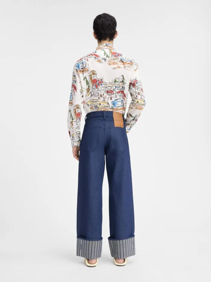 The Wide DeNmes Denim Pants Navy Navy Stripes Men JACQUEMUS Denim The Wide DeNmes Denim Pants Navy Navy Stripes Men JACQUEMUS Denim