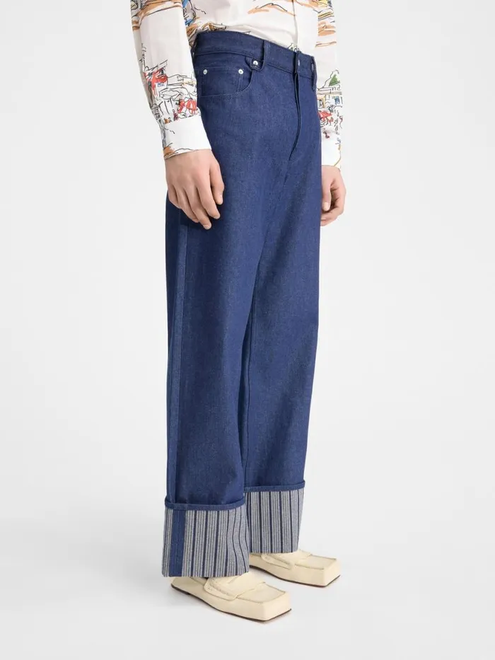 The Wide DeNmes Denim Pants Navy Navy Stripes Men JACQUEMUS Denim The Wide DeNmes Denim Pants Navy Navy Stripes Men JACQUEMUS Denim