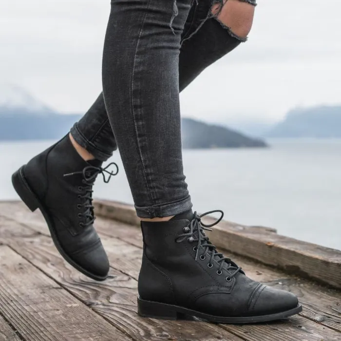 Thursday Boots LaceUp Captain Black Matte 8211 Women Thursday Boots LaceUp Captain Black Matte 8211 Women