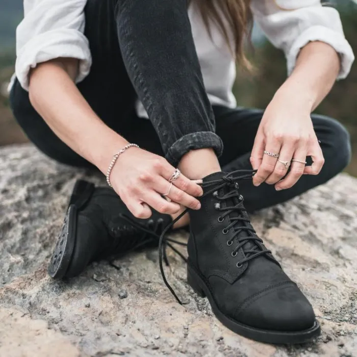 Thursday Boots LaceUp Captain Black Matte 8211 Women Thursday Boots LaceUp Captain Black Matte 8211 Women
