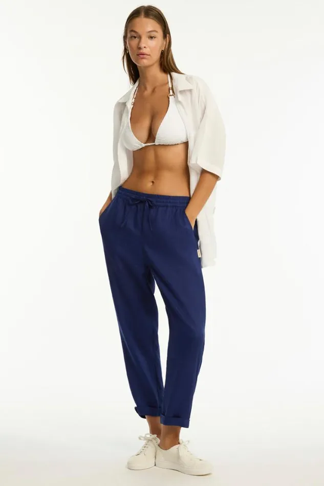 Tidal Linen Beachcomber Pant Tidal Linen French Navy Women Sea Level Linen Tidal Linen Beachcomber Pant Tidal Linen French Navy Women Sea Level Linen