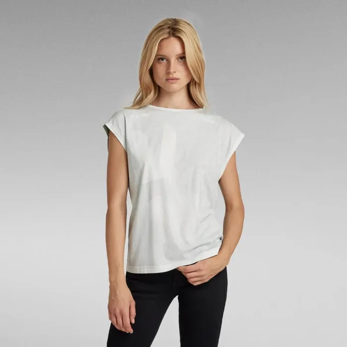 Tops and Tshirts Women GStar RAW Adjustable Back Graphic TShirt Iceberg Green Spray Inside Tops and Tshirts Women GStar RAW Adjustable Back Graphic TShirt Iceberg Green Spray Inside