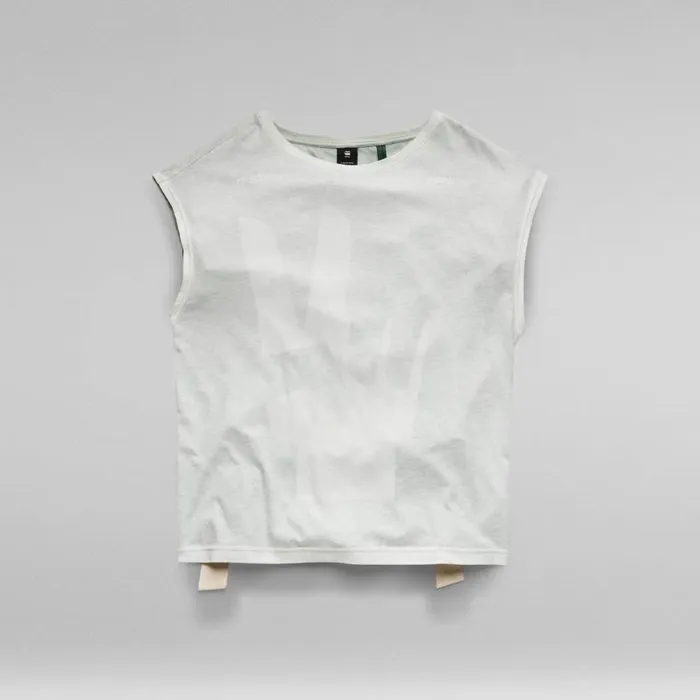 Tops and Tshirts Women GStar RAW Adjustable Back Graphic TShirt Iceberg Green Spray Inside