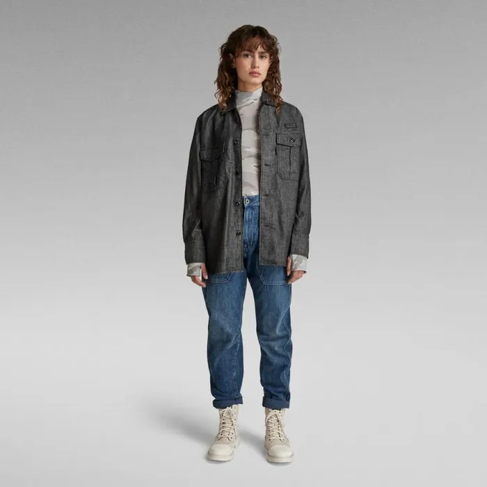 Tops and Tshirts Women GStar RAW Allover Printed Turtle Neck Top Slim Cool Grey Woodland Camo