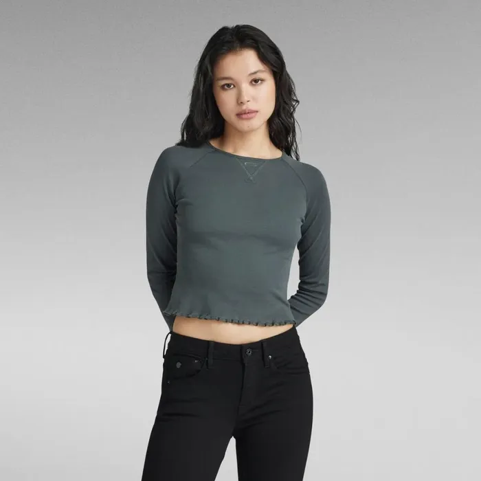Tops and Tshirts Women GStar RAW Cropped Baby Sister Raglan Top Graphite