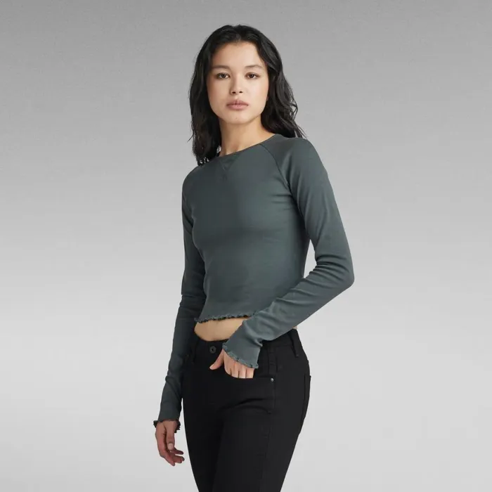 Tops and Tshirts Women GStar RAW Cropped Baby Sister Raglan Top Graphite