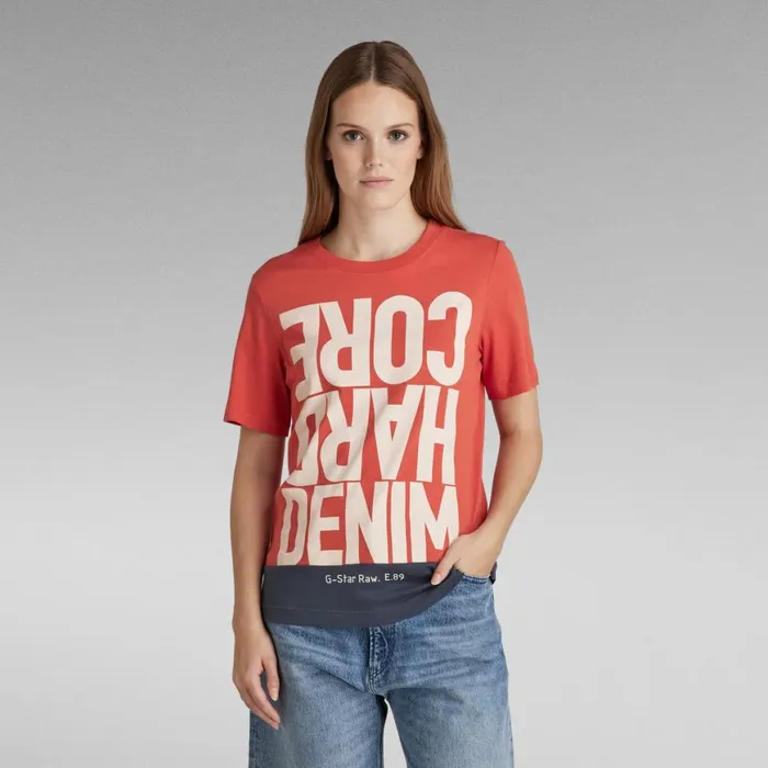 Tops and Tshirts Women GStar RAW Hard Core Denim Color Block TShirt Paprikafantem Blue Color Block Tops and Tshirts Women GStar RAW Hard Core Denim Color Block TShirt Paprikafantem Blue Color Block