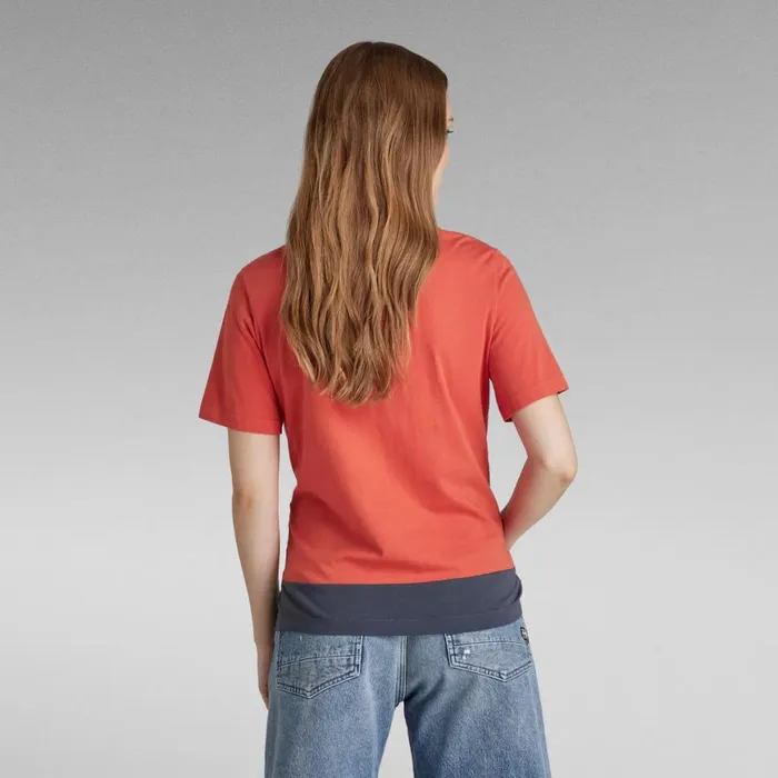 Tops and Tshirts Women GStar RAW Hard Core Denim Color Block TShirt Paprikafantem Blue Color Block