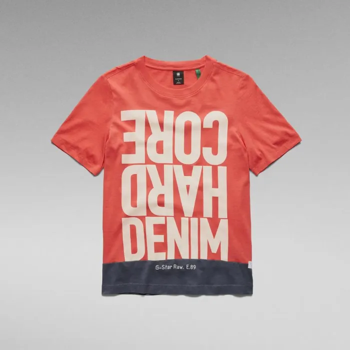 Tops and Tshirts Women GStar RAW Hard Core Denim Color Block TShirt Paprikafantem Blue Color Block