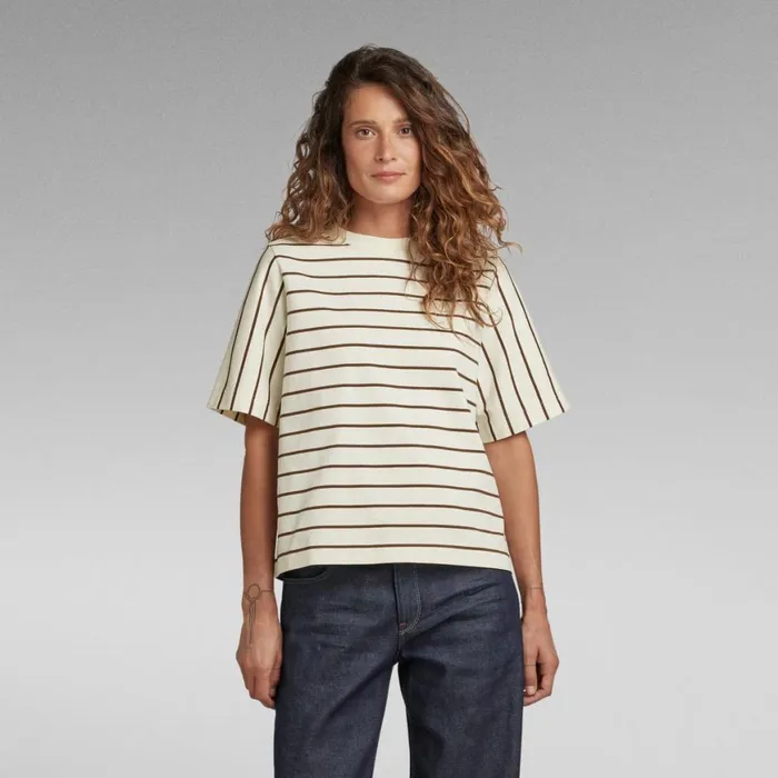 Tops and Tshirts Women GStar RAW Heavyweight Stripe Boxy Top Lightest Skyrain Drum Stripe