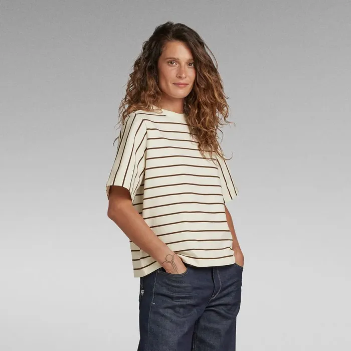 Tops and Tshirts Women GStar RAW Heavyweight Stripe Boxy Top Lightest Skyrain Drum Stripe