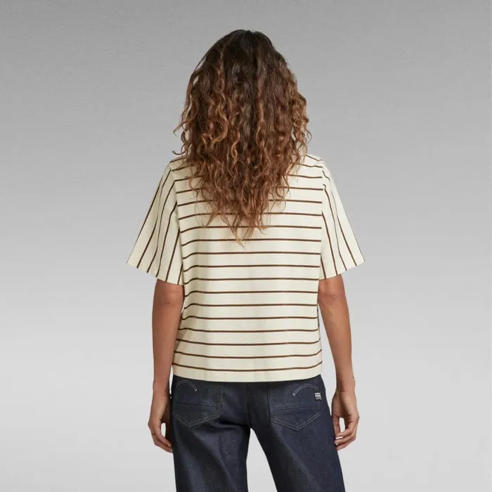Tops and Tshirts Women GStar RAW Heavyweight Stripe Boxy Top Lightest Skyrain Drum Stripe