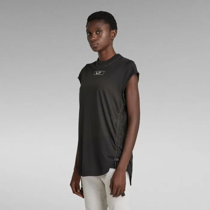 Tops and Tshirts Women GStar RAW Lash Tape Cap Sleeve TShirt Dark Black