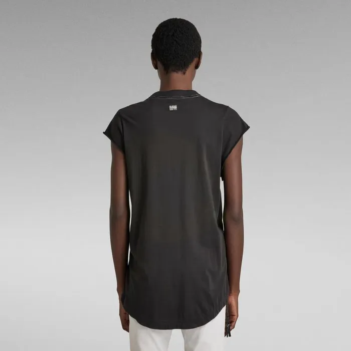 Tops and Tshirts Women GStar RAW Lash Tape Cap Sleeve TShirt Dark Black