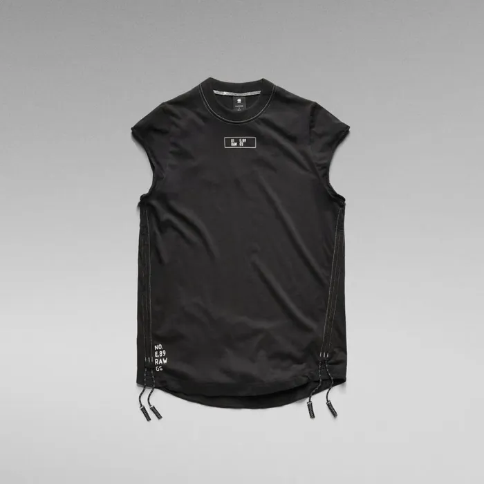 Tops and Tshirts Women GStar RAW Lash Tape Cap Sleeve TShirt Dark Black