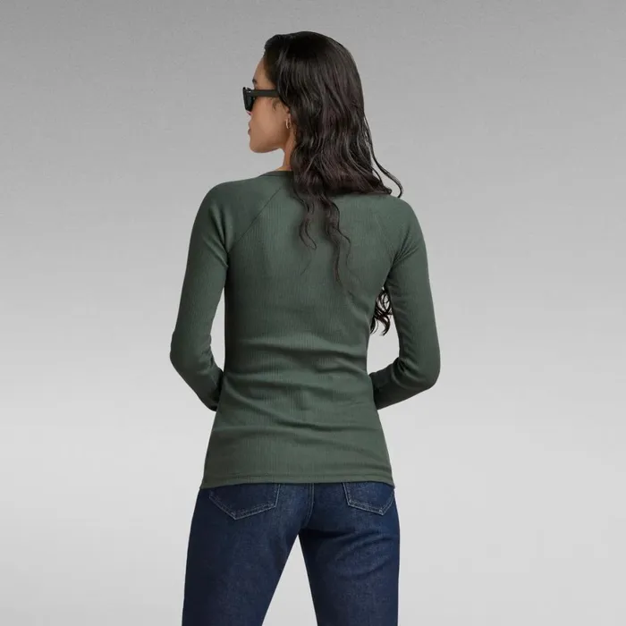 Tops and Tshirts Women GStar RAW Slim Rib Henley Top Graphite