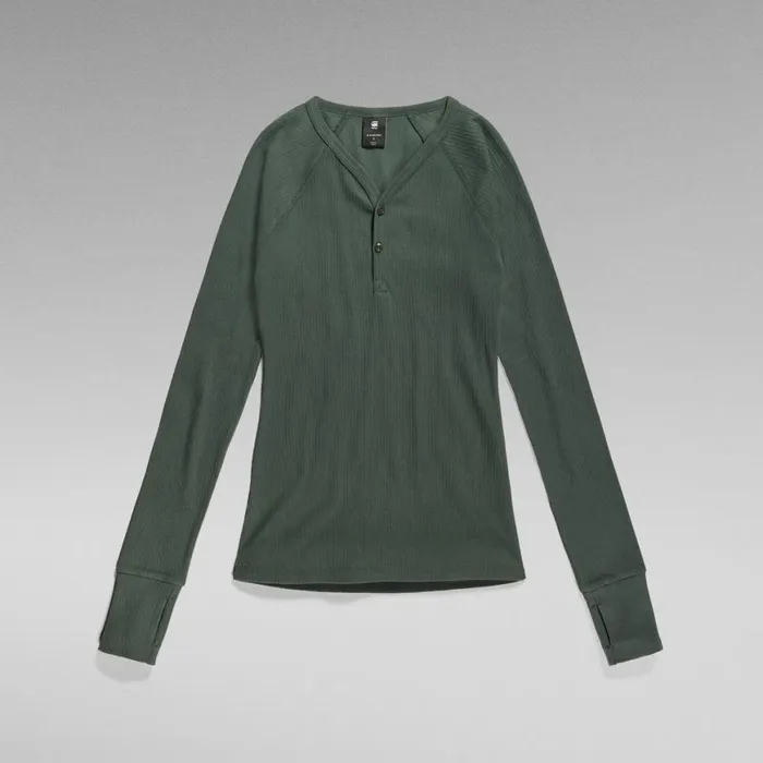Tops and Tshirts Women GStar RAW Slim Rib Henley Top Graphite