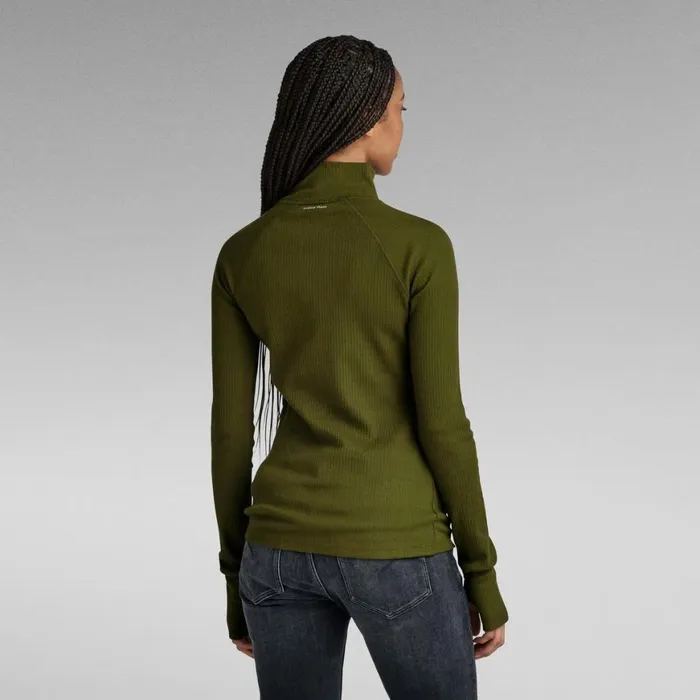 Tops and Tshirts Women GStar RAW Slim Rib Mock Top Dark Olive