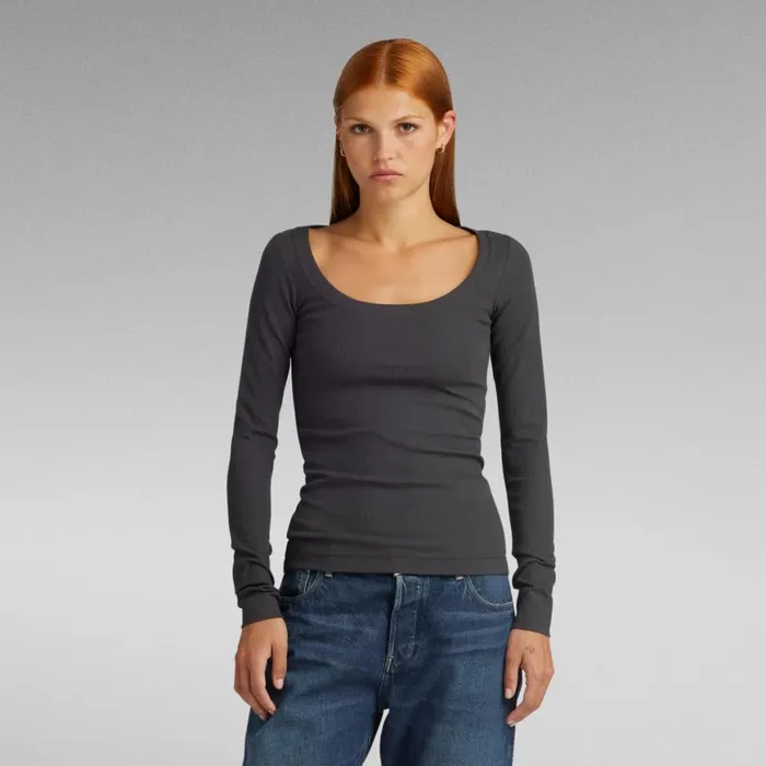 Tops and Tshirts Women GStar RAW Slim Rib Scoop Top Shadow