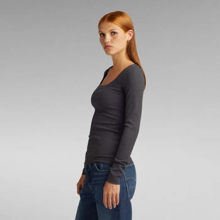 Tops and Tshirts Women GStar RAW Slim Rib Scoop Top Shadow