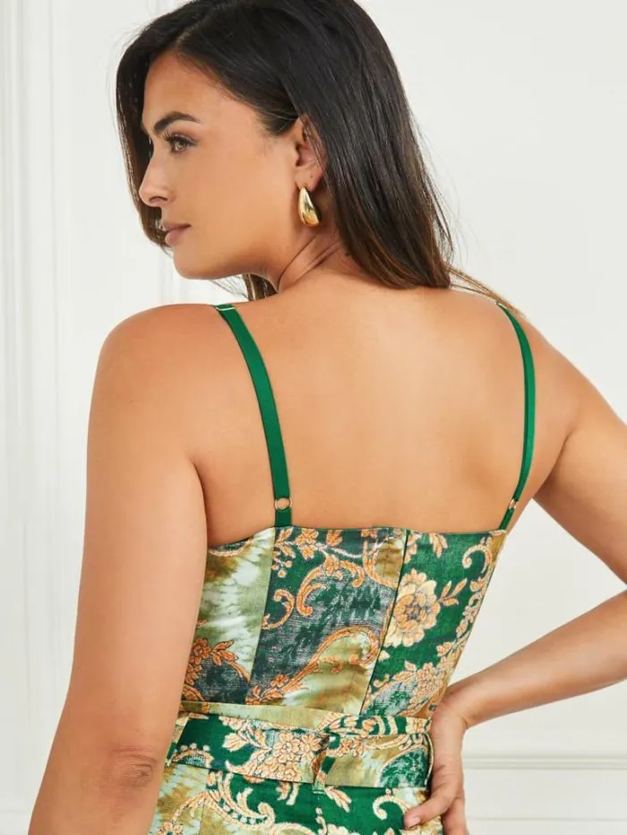 Tops And Sweaters Women Marciano Blossom Satin Corset Top Heirloom Print Tops And Sweaters Women Marciano Blossom Satin Corset Top Heirloom Print
