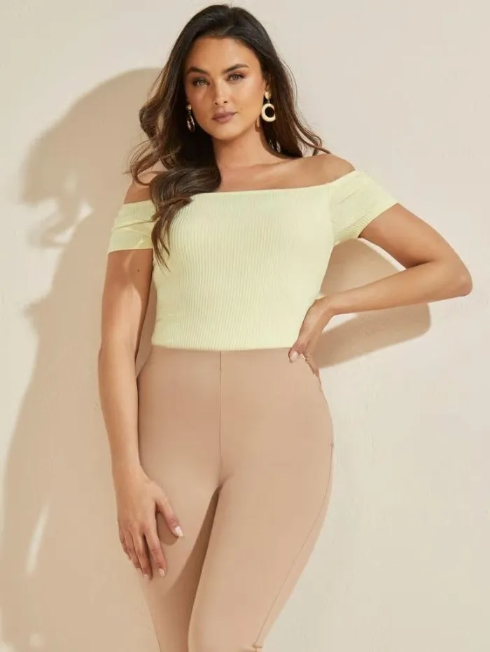 Tops And Sweaters Women Marciano Eco Angie OfftheShoulder Bodysuit Cornsilk