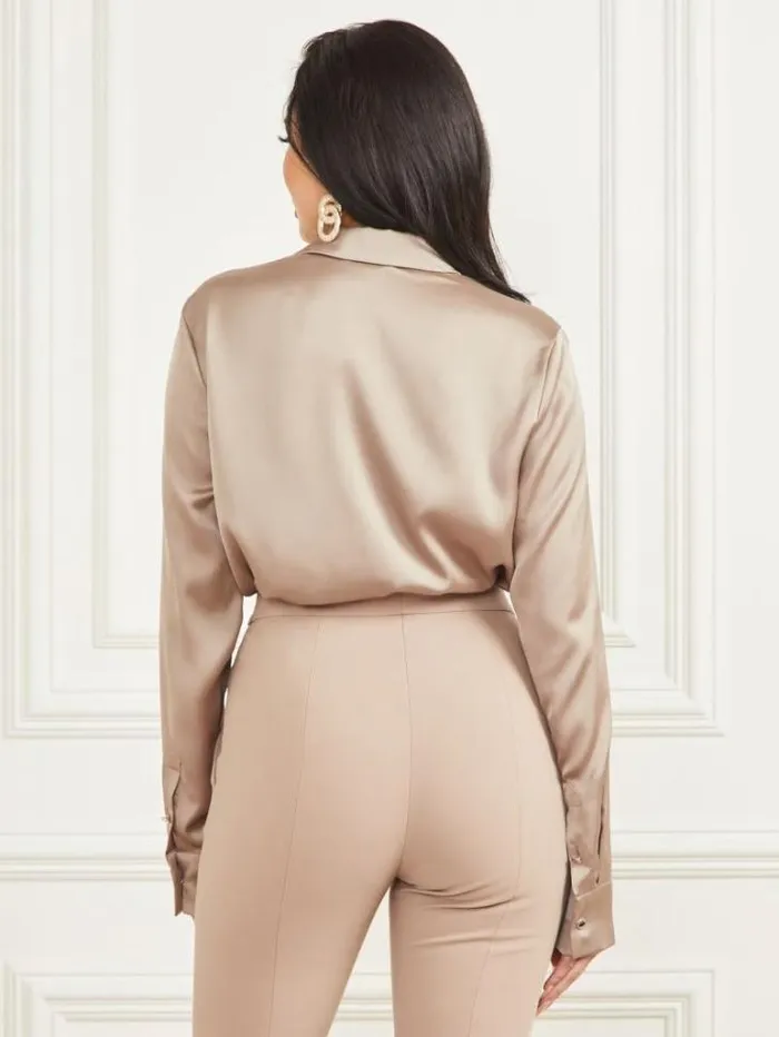 Tops And Sweaters Women Marciano Melissa Silky Blouse Natural Siena Tops And Sweaters Women Marciano Melissa Silky Blouse Natural Siena