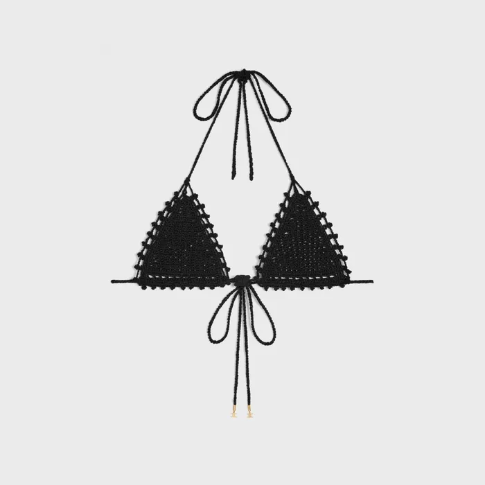 Triangle Top In Crocheted Cotton Black Women CELINE SWIMWEAR AND LINGERIE