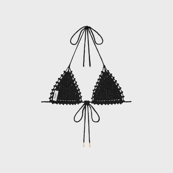 Triangle Top In Crocheted Cotton Black Women CELINE SWIMWEAR AND LINGERIE