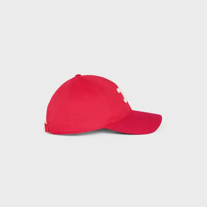 Triomphe Baseball Cap In Cotton Rouge Vif Women CELINE HATS AND SOFT ACCESSORIES