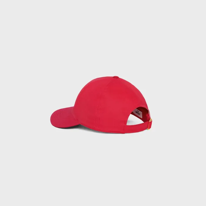 Triomphe Baseball Cap In Cotton Rouge Vif Women CELINE HATS AND SOFT ACCESSORIES