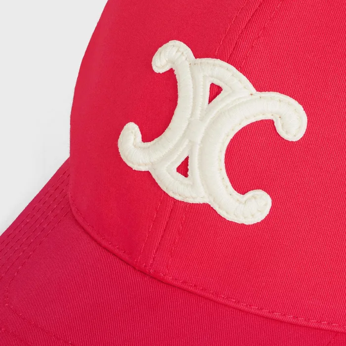 Triomphe Baseball Cap In Cotton Rouge Vif Women CELINE HATS AND SOFT ACCESSORIES