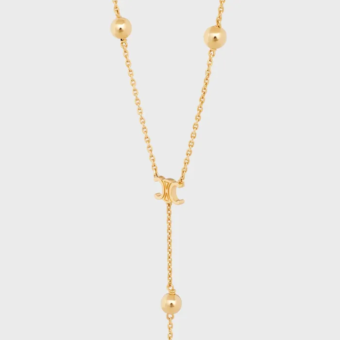 Triomphe Folk Beads Sautoir In Brass With Gold Finish Gold Women CELINE NECKLACES Triomphe Folk Beads Sautoir In Brass With Gold Finish Gold Women CELINE NECKLACES