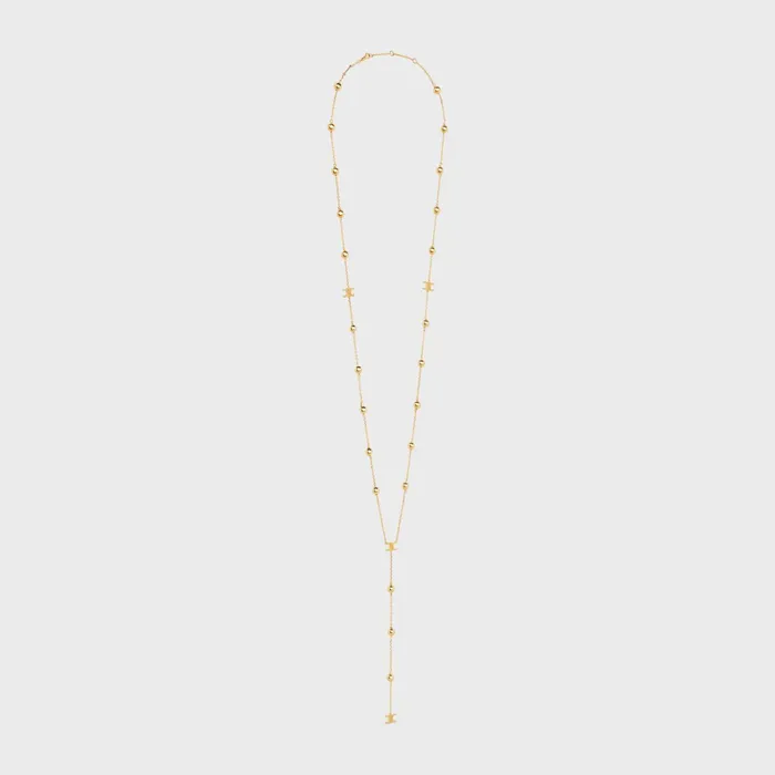 Triomphe Folk Beads Sautoir In Brass With Gold Finish Gold Women CELINE NECKLACES Triomphe Folk Beads Sautoir In Brass With Gold Finish Gold Women CELINE NECKLACES