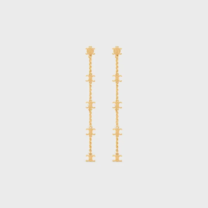 Triomphe Long Pearl Earrings In Brass With Gold Finish And Resin Pearls Gold Ivory Women CELINE TRIOMPHE