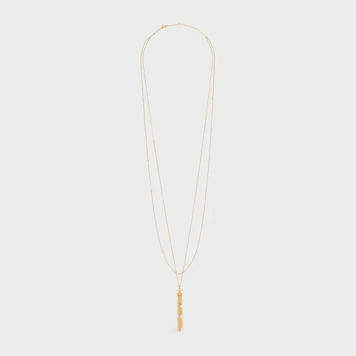 Triomphe Pearl Sautoir In Brass With Gold Finish And Resin Pearls Gold Ivory Women CELINE TRIOMPHE Triomphe Pearl Sautoir In Brass With Gold Finish And Resin Pearls Gold Ivory Women CELINE TRIOMPHE