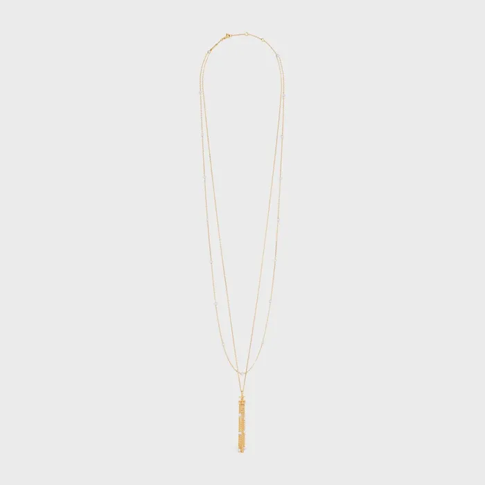 Triomphe Pearl Sautoir In Brass With Gold Finish And Resin Pearls Gold Ivory Women CELINE TRIOMPHE Triomphe Pearl Sautoir In Brass With Gold Finish And Resin Pearls Gold Ivory Women CELINE TRIOMPHE