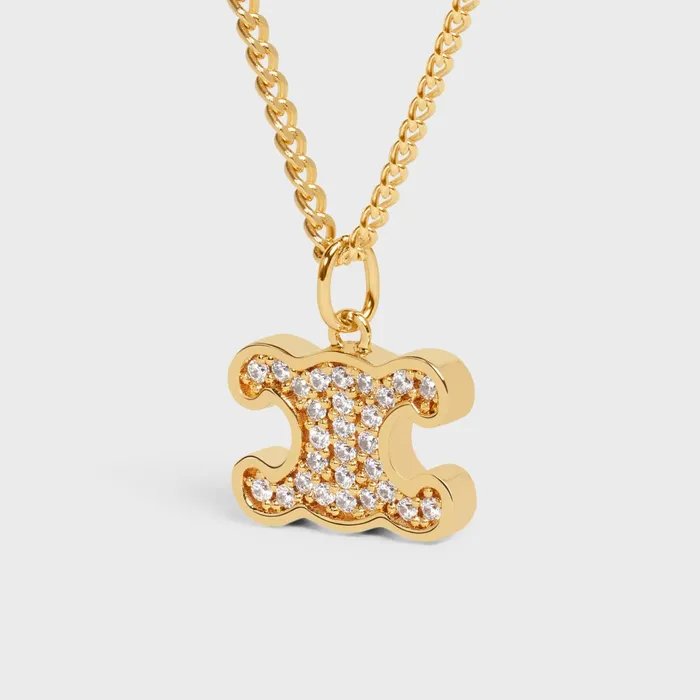 Triomphe Rhinestone Necklace In Brass With Gold Finish And Crystals Gold Women CELINE NECKLACES Triomphe Rhinestone Necklace In Brass With Gold Finish And Crystals Gold Women CELINE NECKLACES