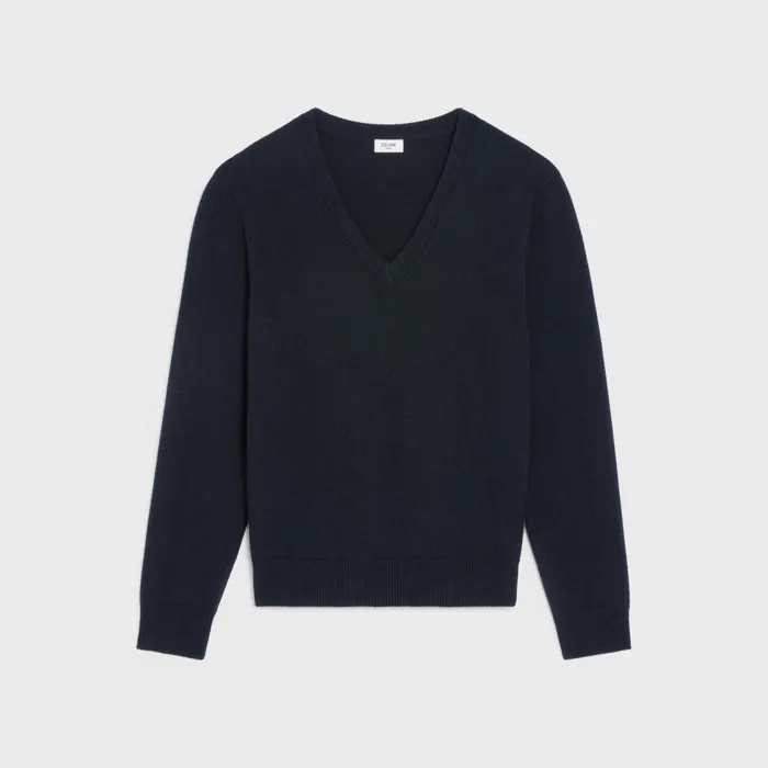 VNeck Sweater In Heritage Cashmere Black Men CELINE KNITWEAR