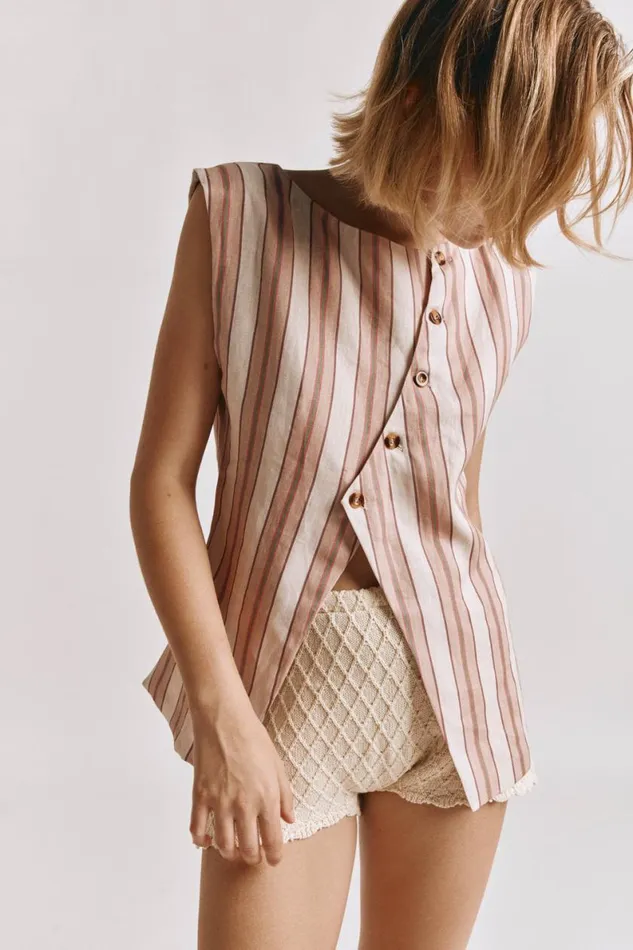 Vests Women VRG GRL Aria Vest Pink Stripe Vests Women VRG GRL Aria Vest Pink Stripe
