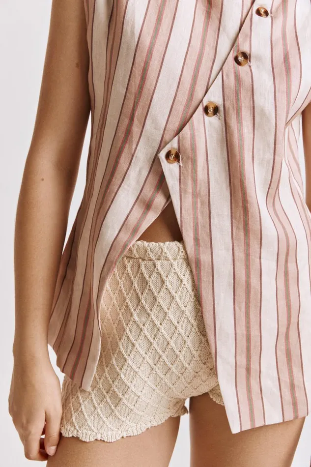 Vests Women VRG GRL Aria Vest Pink Stripe Vests Women VRG GRL Aria Vest Pink Stripe