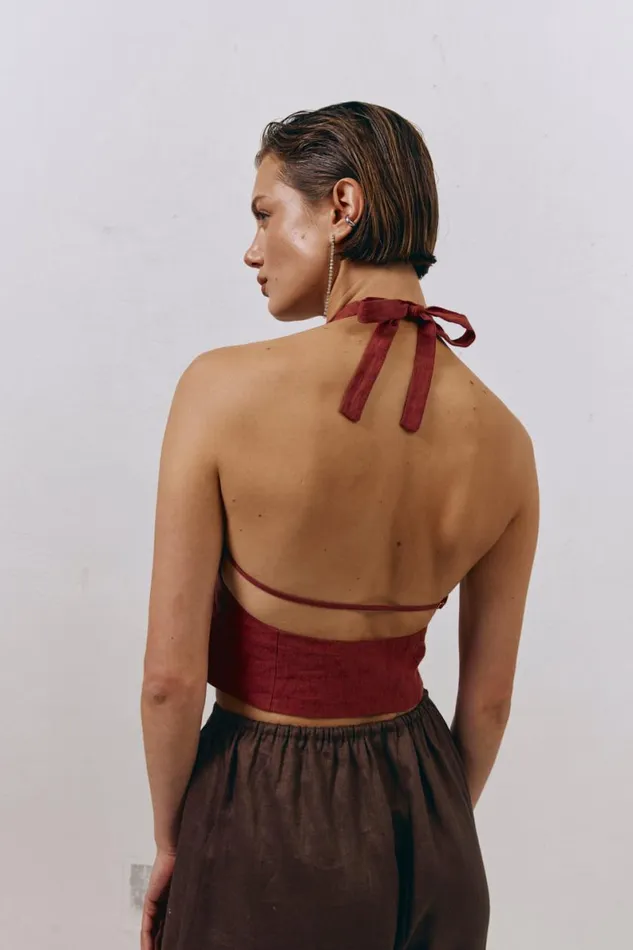 Vests Women VRG GRL Los Cabos Linen Vest Wine Vests Women VRG GRL Los Cabos Linen Vest Wine