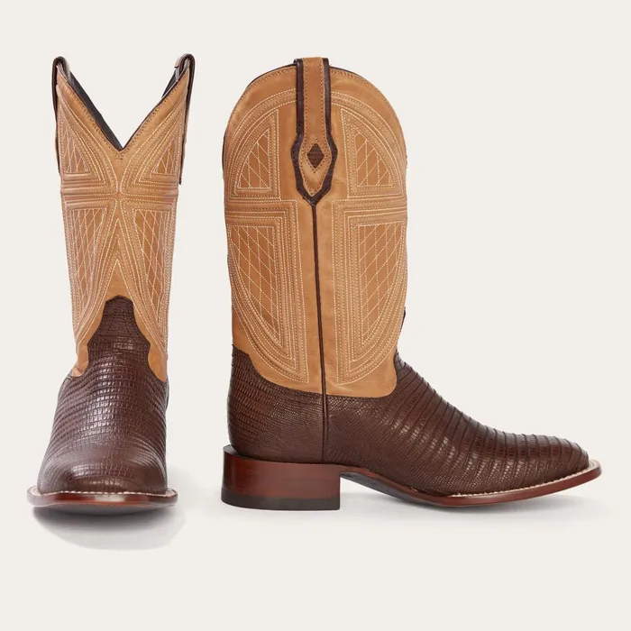 Western Men Stetson Beaumont Brown Teju Cowboy Boot Brown
