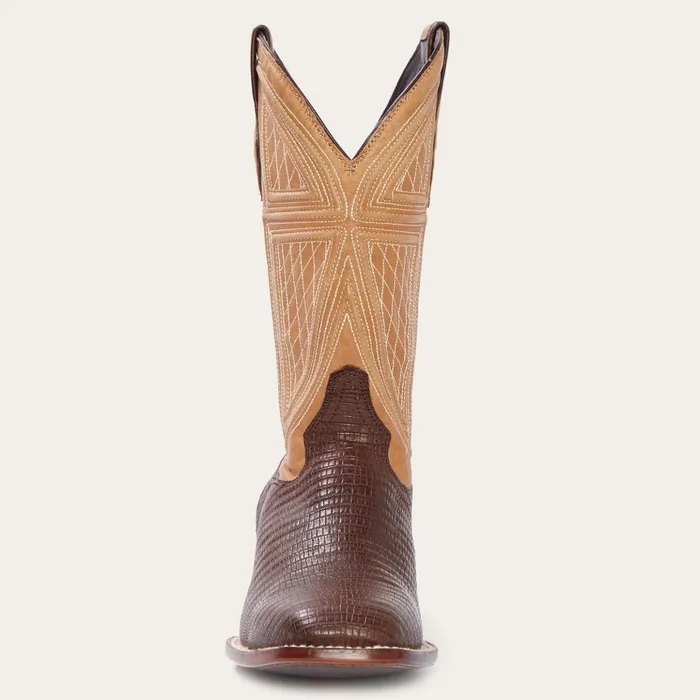 Western Men Stetson Beaumont Brown Teju Cowboy Boot Brown